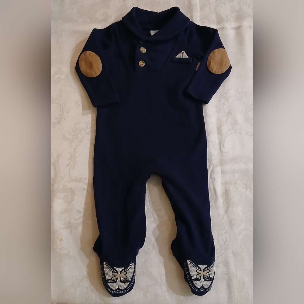 Navy Blue Kids One Piece with Tan Accents